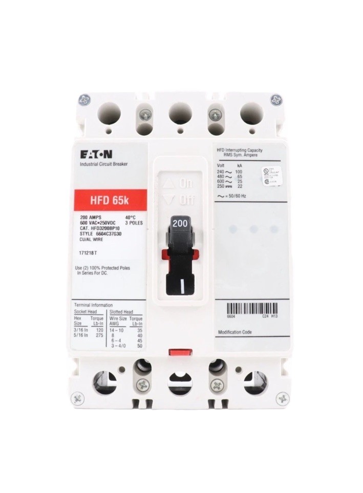 EATON HFD3200BP10 CIRCUIT BREAKER – 200A, 3-POLE, 600V, 65KA@480V 🇺🇸