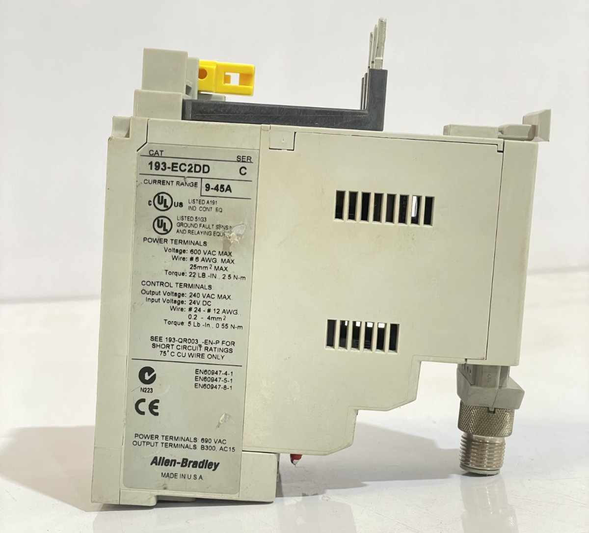 ALLEN BRADLEY 193-EC2DD SOLID STATE OVERLOAD RELAY SER C E3 PLUS 9-45A FAST SHIP