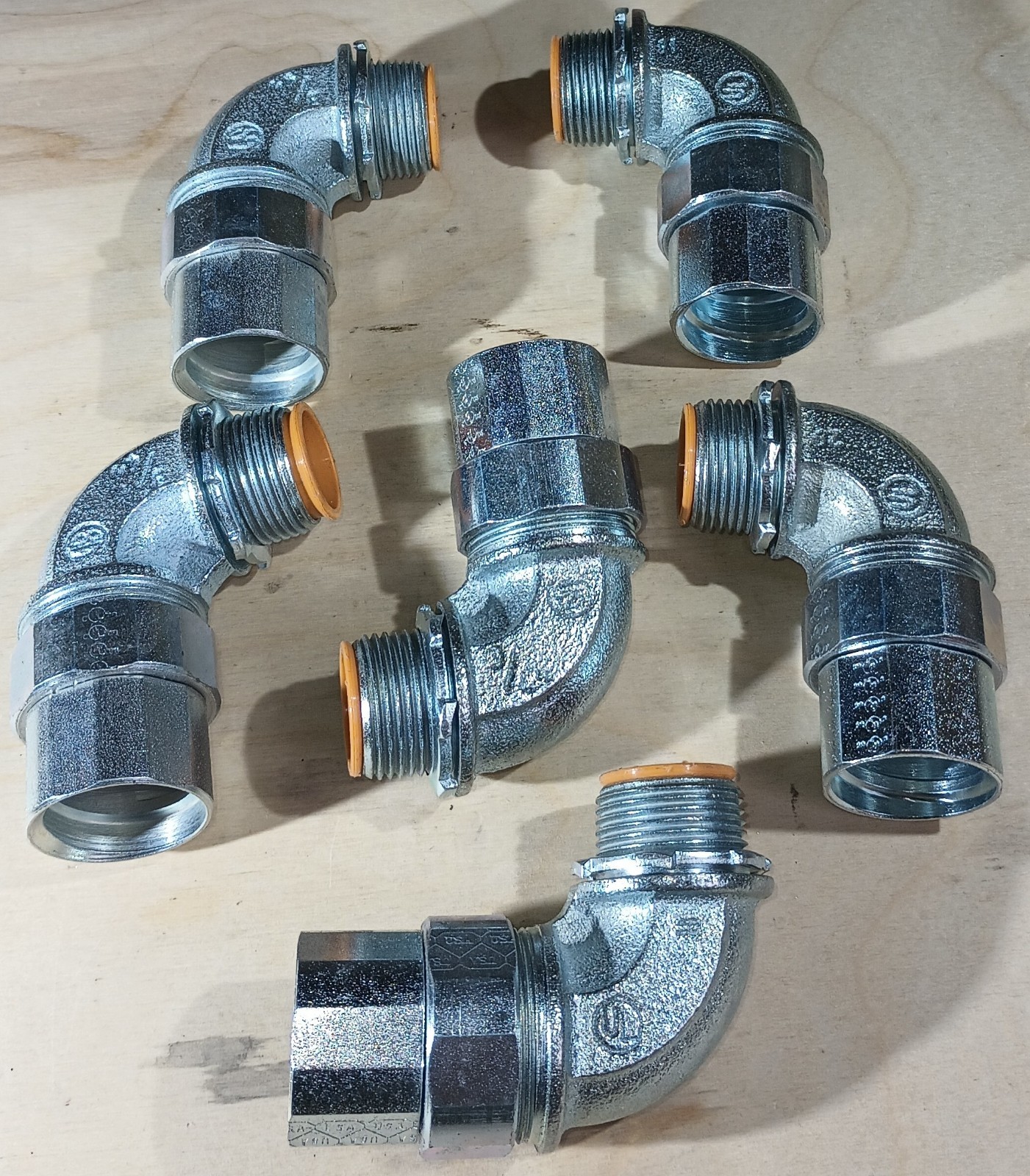 FLX 7590B 3/4″ 90 degree Flexible Metal Conduit connector Lot of 6