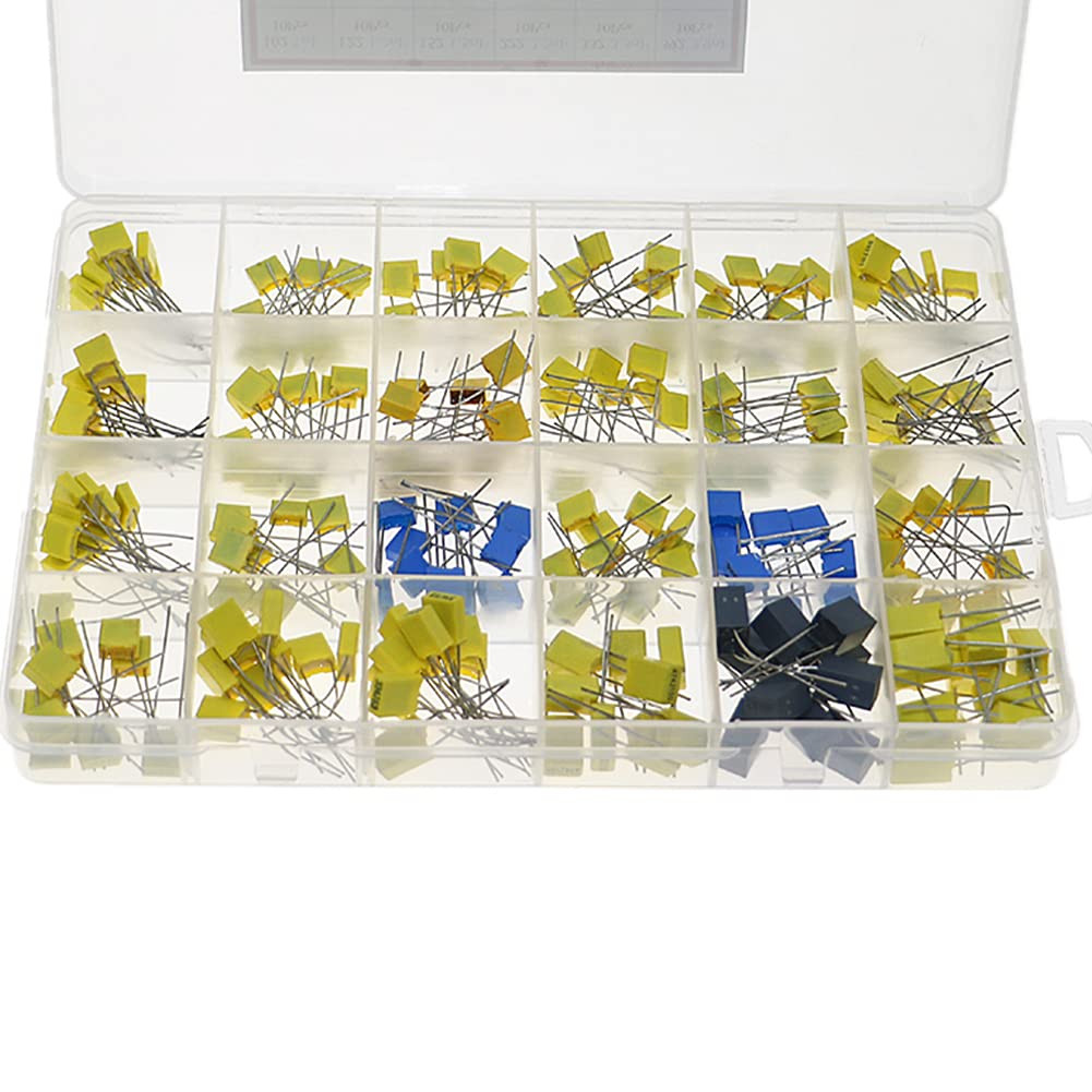 240PCS Film Box Capacitor Assortment Kit, 24 Values Metallized Polyester 1Nf to