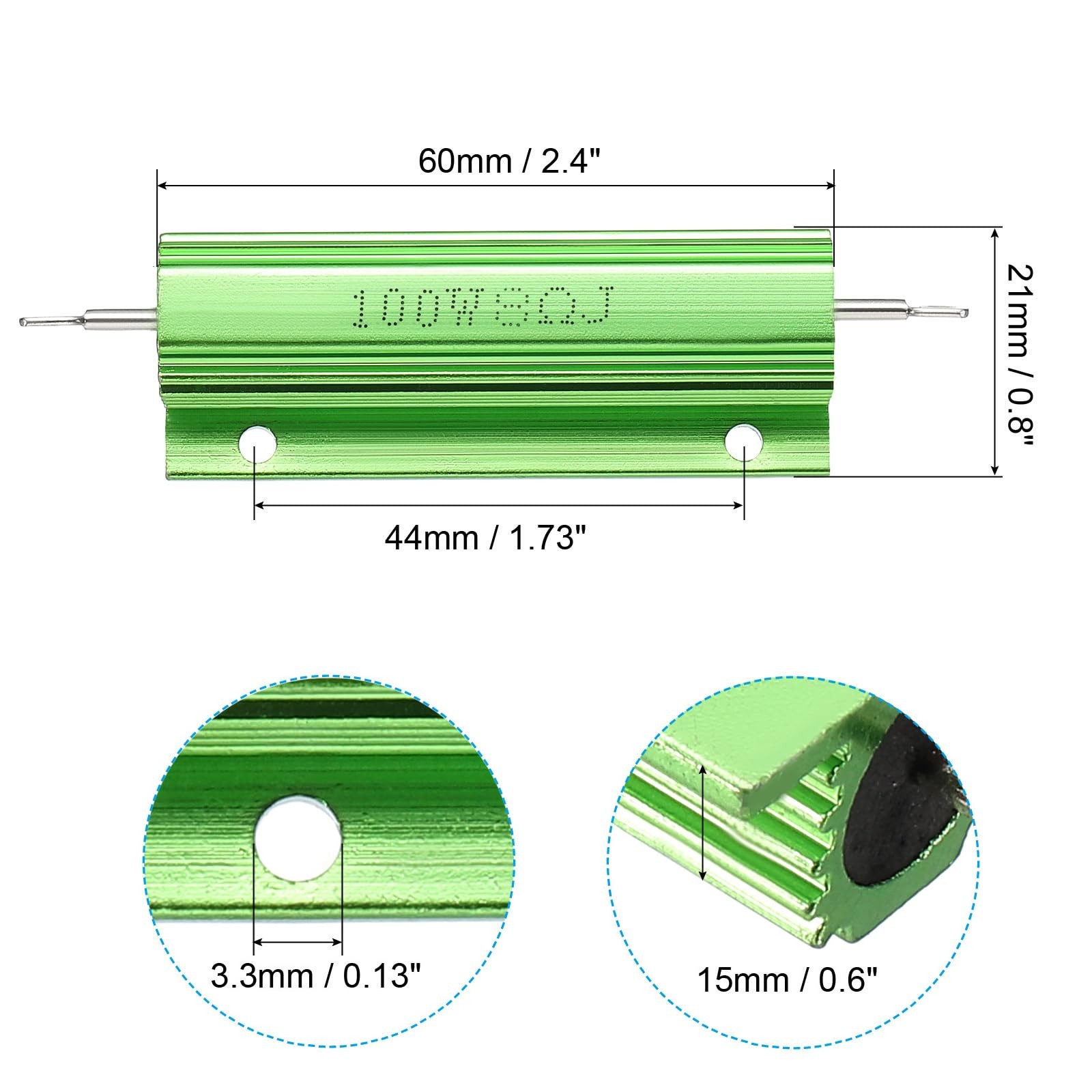 Patikil 100W 8 Ohm Aluminum Shell Resistor 2 Pack Aluminum Housing Resistor