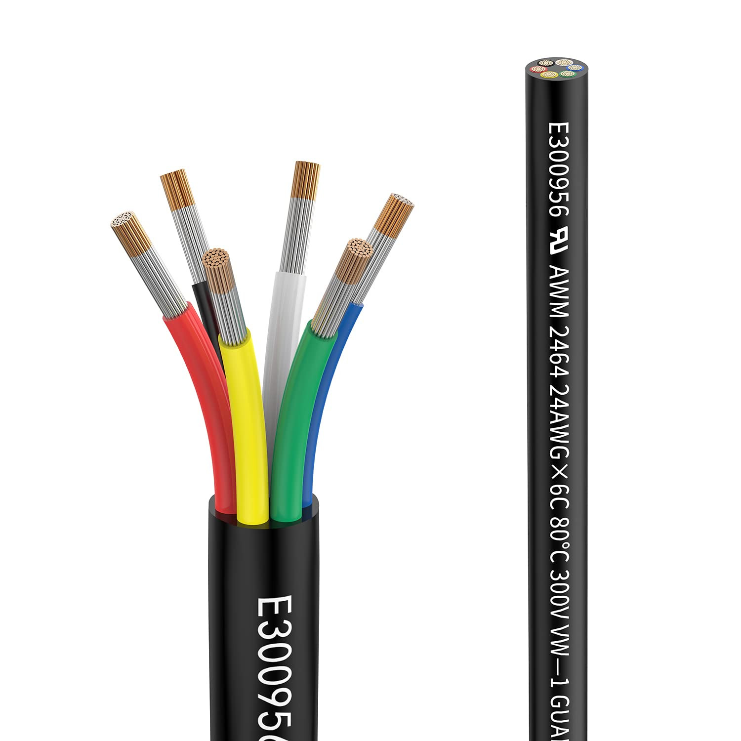 22Awg 0.3Mm² Electrical Wire 6 Core Extension Cable 20Feet UL2464 DC 5V/12V/24V/