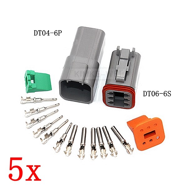 5x Deutsch DT04-6P/DT06-6S Sealed Waterproof Electrical Connector Plug Kits New