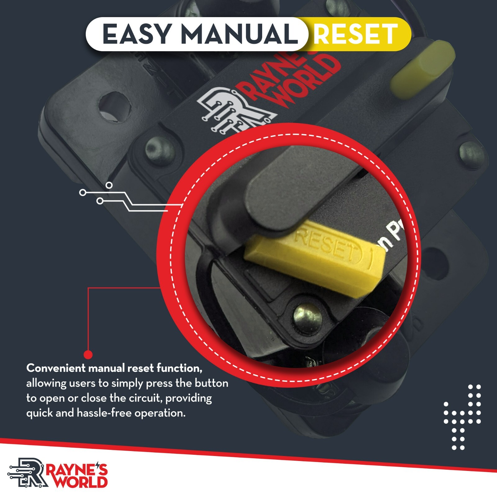 100 Amp Waterproof Yellow Circuit Breaker Auto/Marine/Solar 12-48V DC Man. Reset