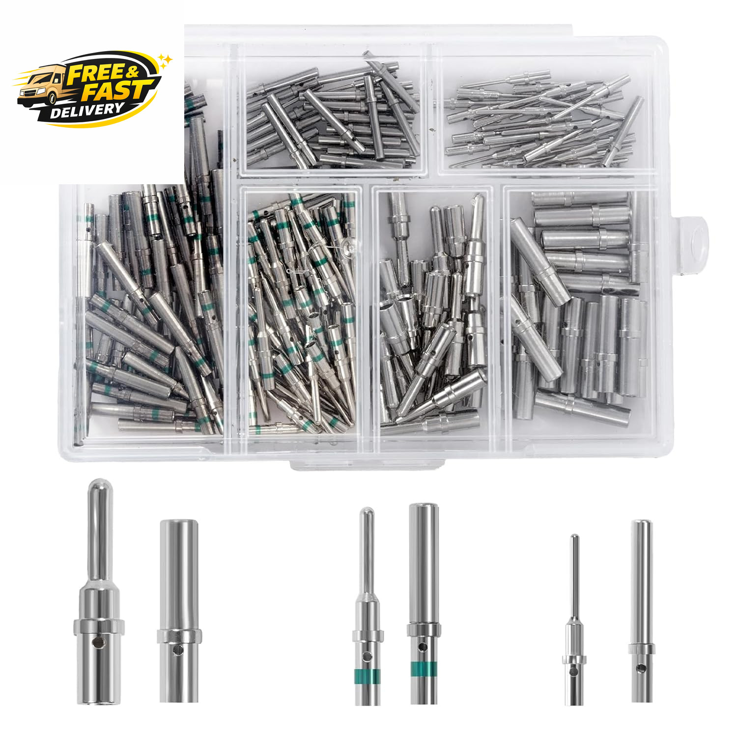 200PCS Solid Pin Connector Kit for Deutsch Connectors – Closed Barrel Contacts