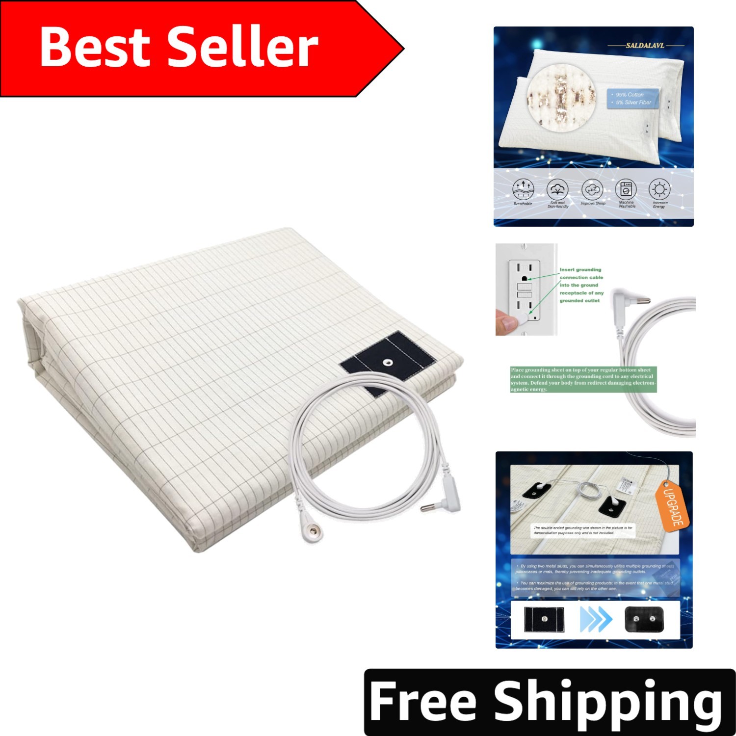 Luxurious 10% Silver Fiber Grounding Sheet – 400 Thread Count for Ultimate Sleep