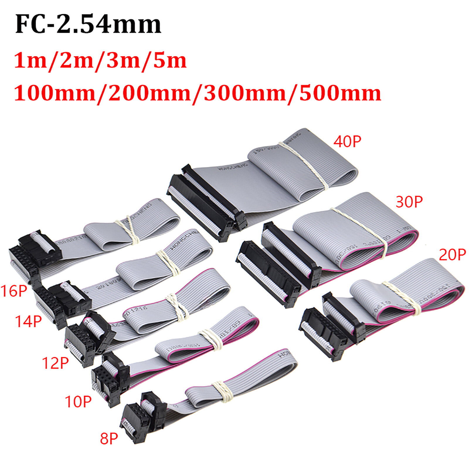 IDC Box Header 2.54 Ribbon cable Leads with 3 lengths long 6 to 26 Pin