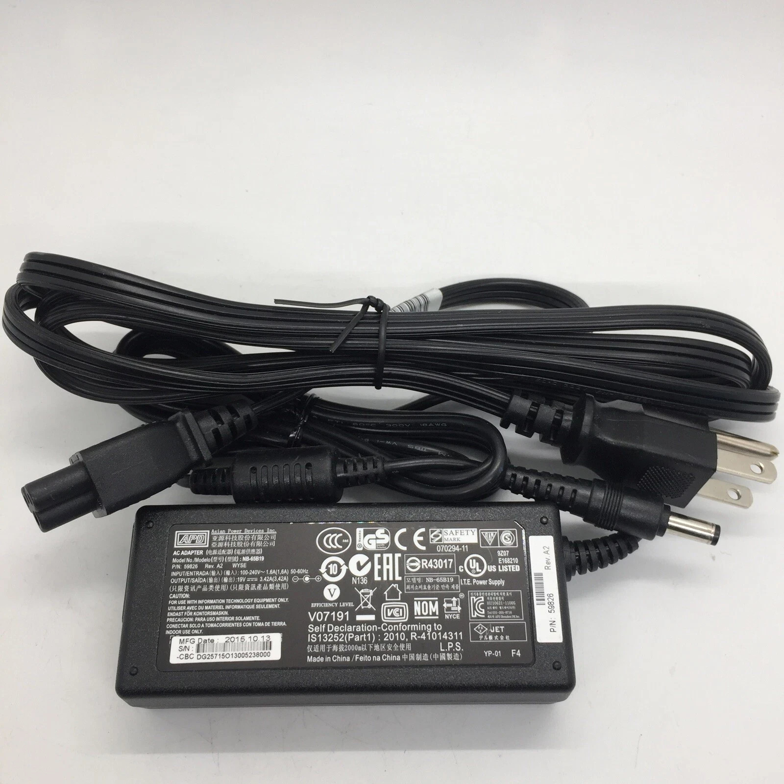 Genuine APD 65W AC Adapter Power Supply for MSI Modern 15 A10RB-027 Laptop
