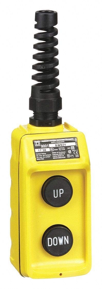2-Button Up/Down Pendant Push Button Station, NEMA 1, 3, 4, 4X, Yellow, 2NO