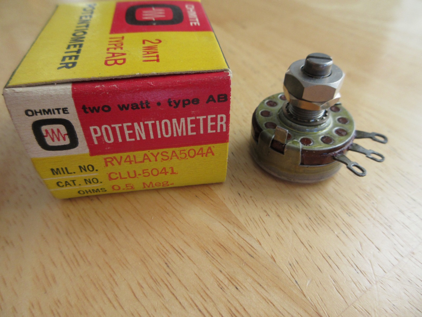 OHMITE 2 Watt Type AB Potentiometer 0.5 Meg. Ohms No. CMU-5041