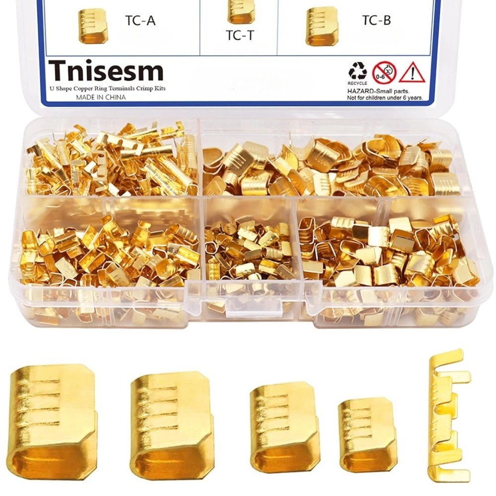 500 Pcs Open Barrel Crimp Terminals U Shape Copper Ring Terminals Crimp Wire Kit