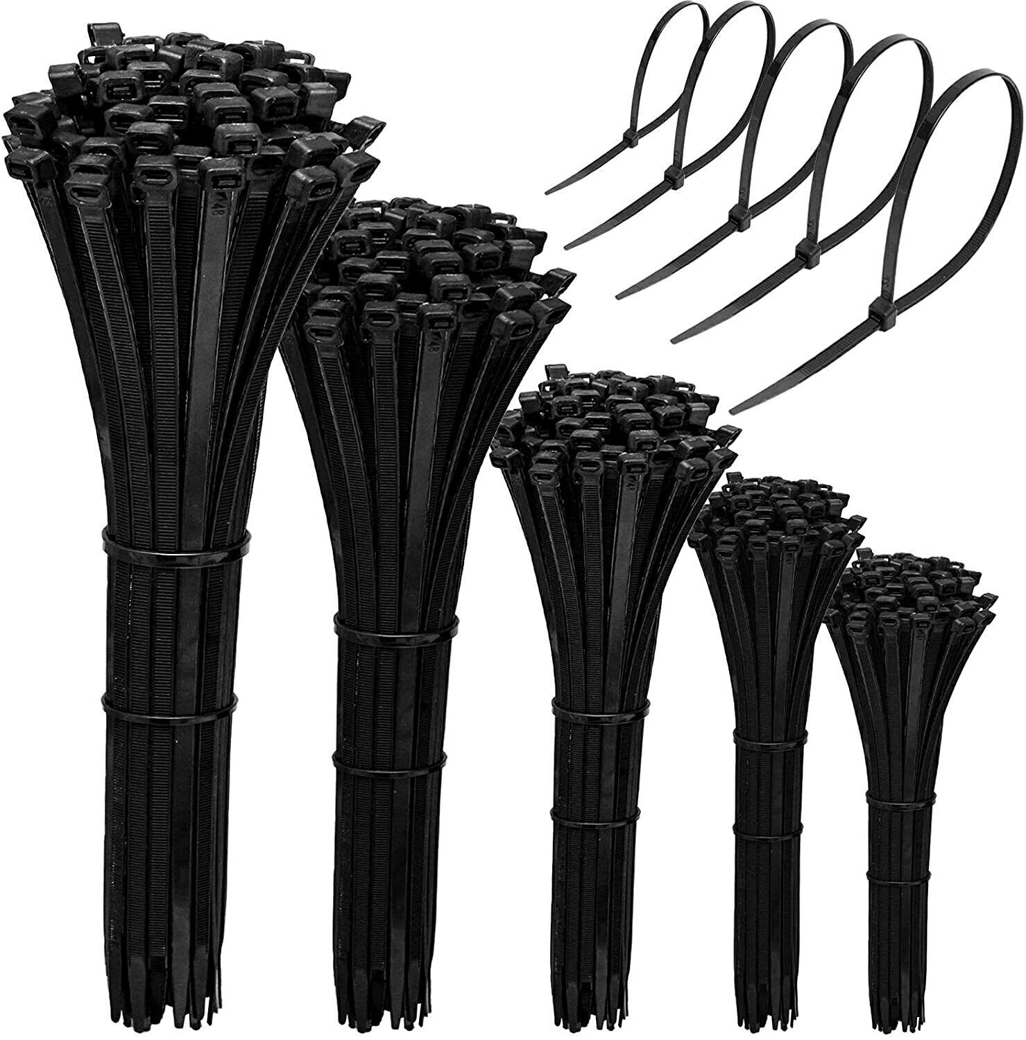 100 BLACK CABLE ZIP TIES Heavy Duty UV Resistant UL 4″ 6″ 8″ 12″ 15″ 18″ 24″ 36″