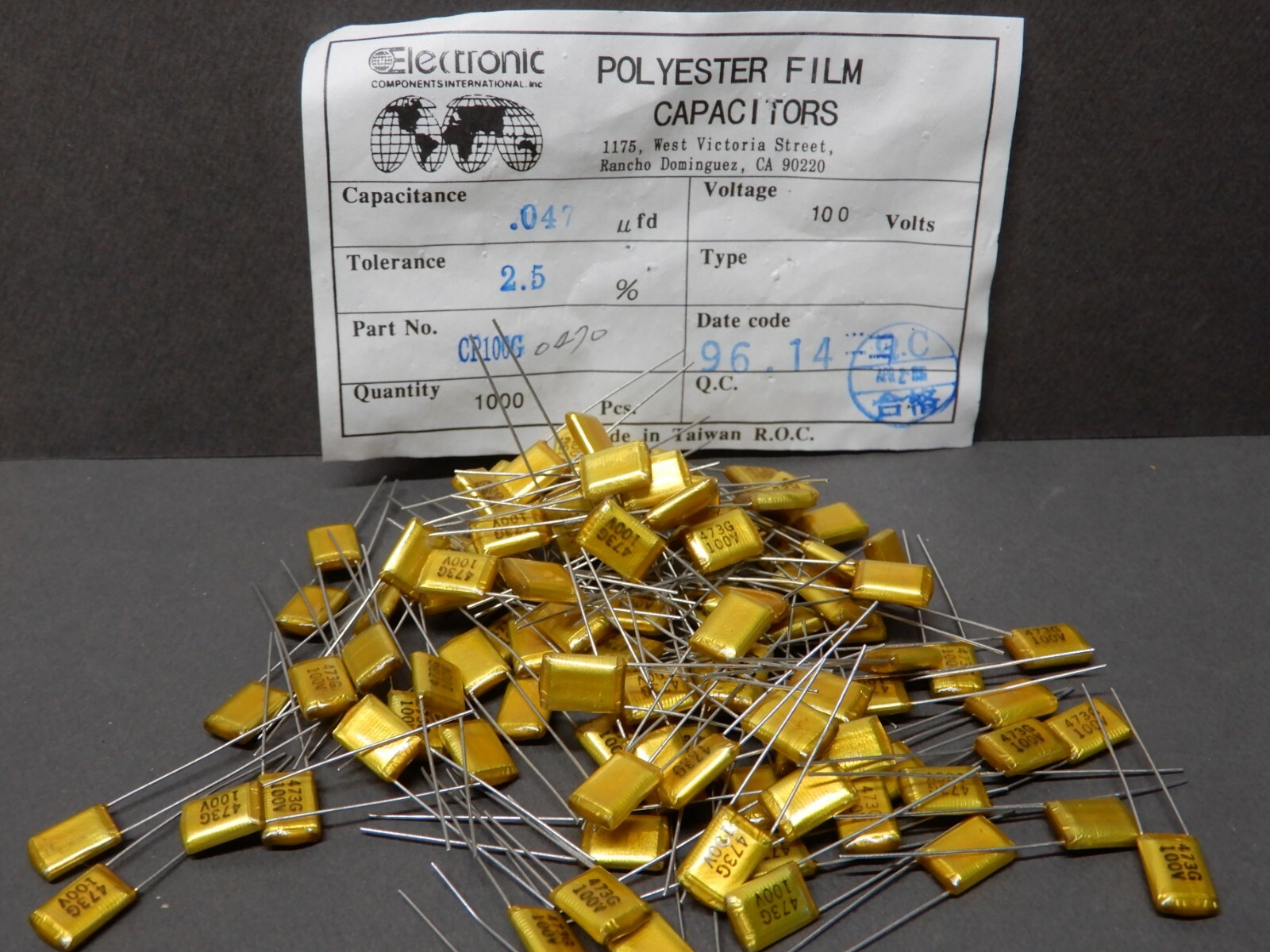 ECI Polyester Film Capacitors .047uf 100V Quantity 100 NOS