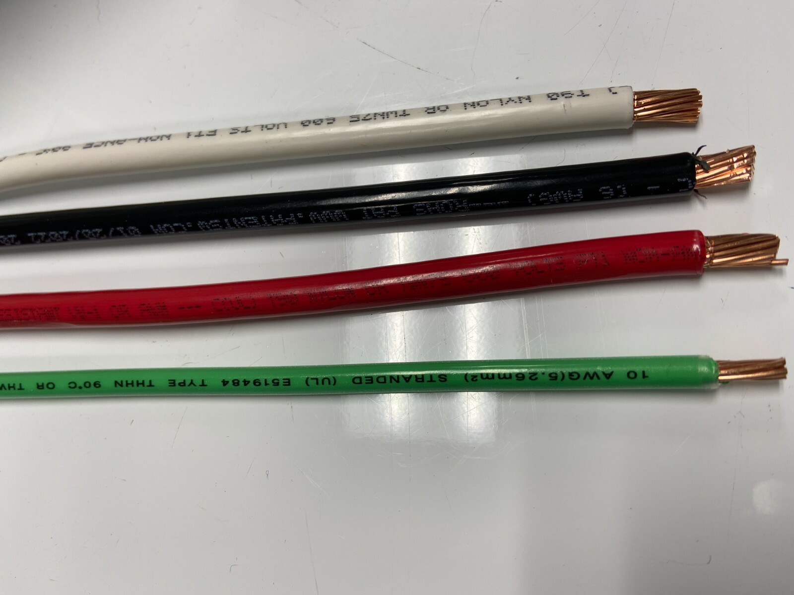 200′ EA THHN THWN 6 AWG GAUGE BLACK WHITE RED COPPER WIRE + 200 10 AWG GREEN