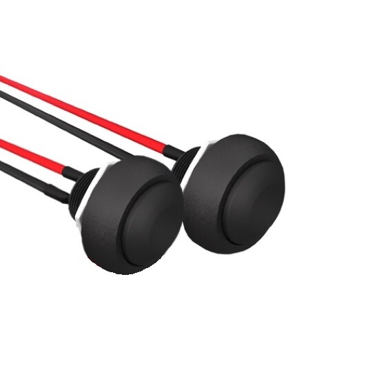 2x Black Round Circle Momentary Reset Push Button Waterproof Switch + Wire 1/2″
