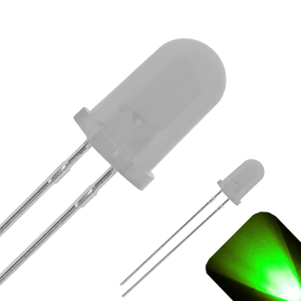 20 x 5mm Round Top Diffused Frosted Lens LED Pure Green LED Ultra Bright Light