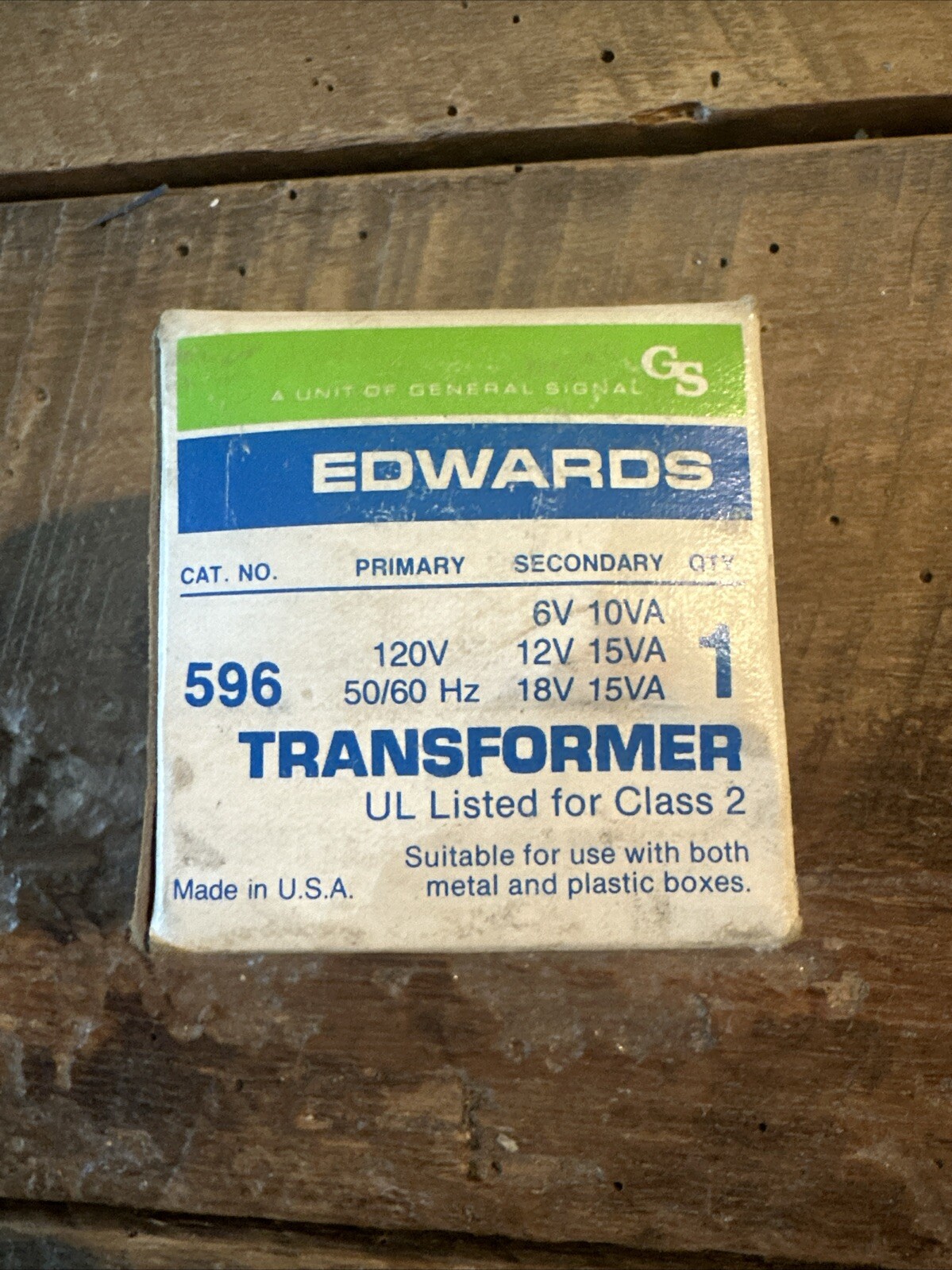 New Old EDWARDS #596 Class 2 Transformer 120V Primary 6-12-18V Secondary