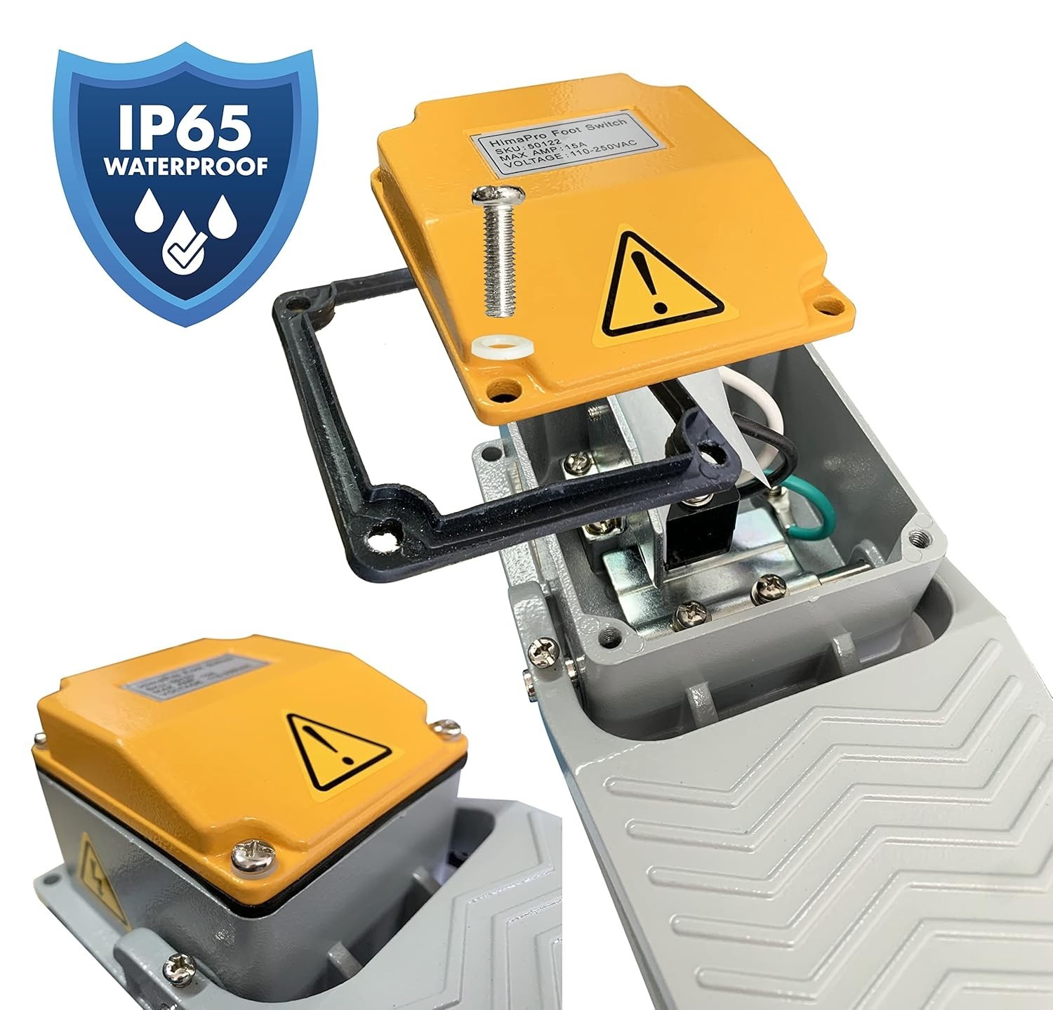 Plug-In Foot Pedal Switch with 14AWG Wire, Ideal for Variable Speed Equipment