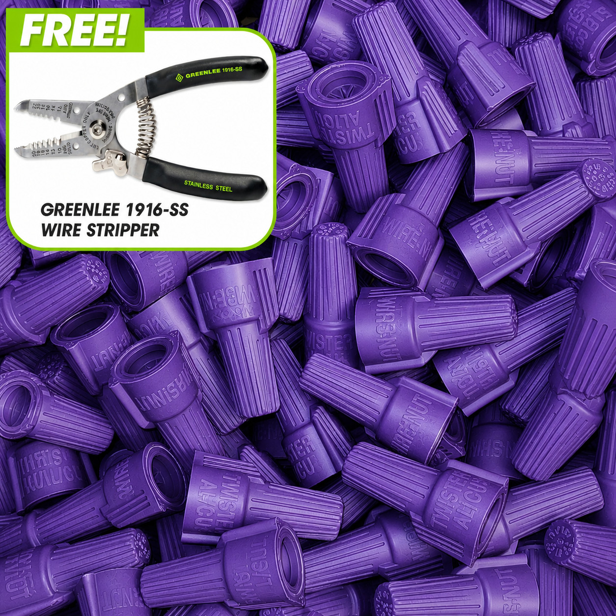 100pcs Ideal Twister Al/Cu Wire Connectors Aluminum/Copper + Free Wire Stripper