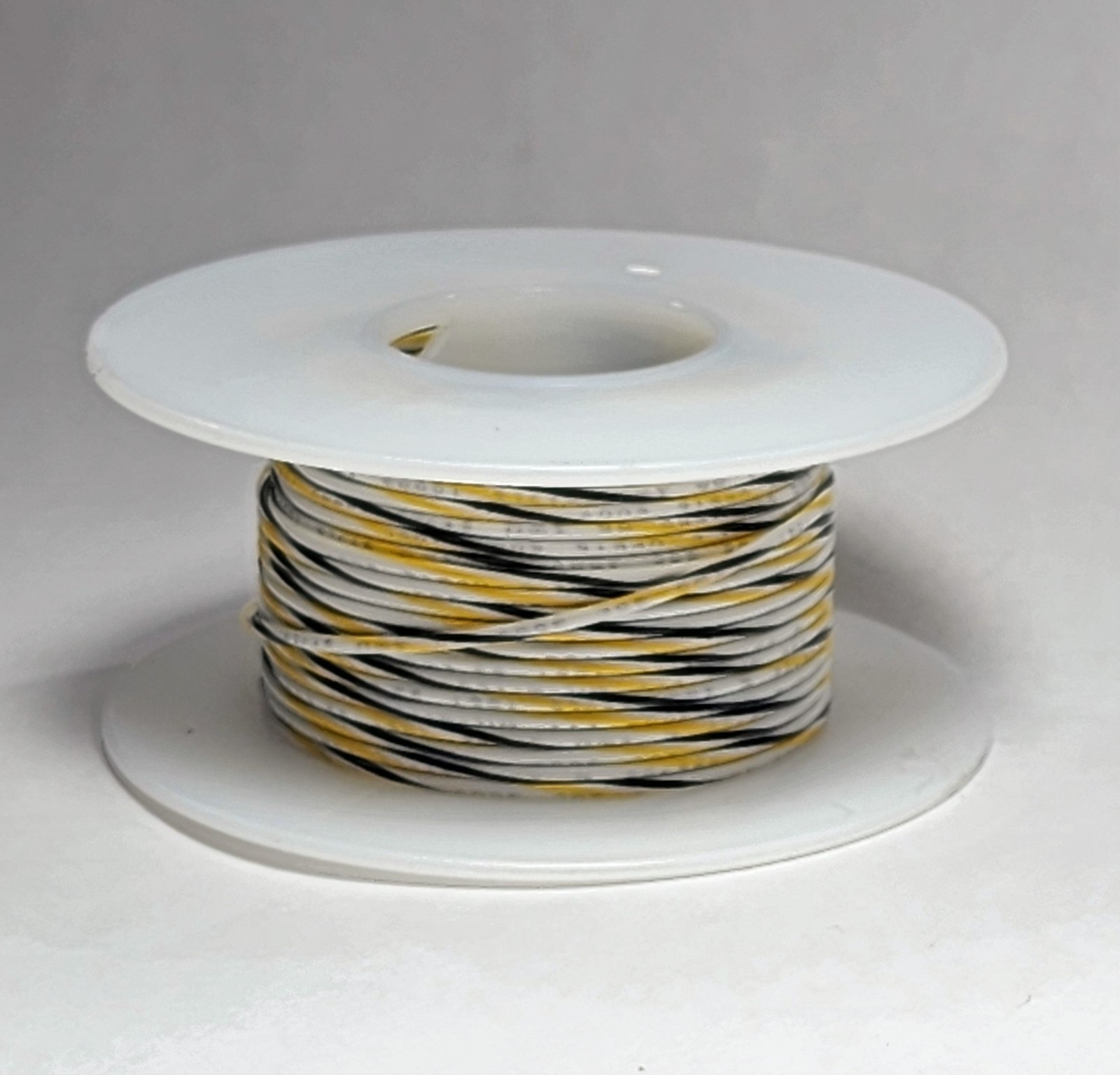 22 AWG Gauge UL1061 CSA SRPVC 300V Wire WHITE w/ BLACK + YELLOW STRIPES 50 feet