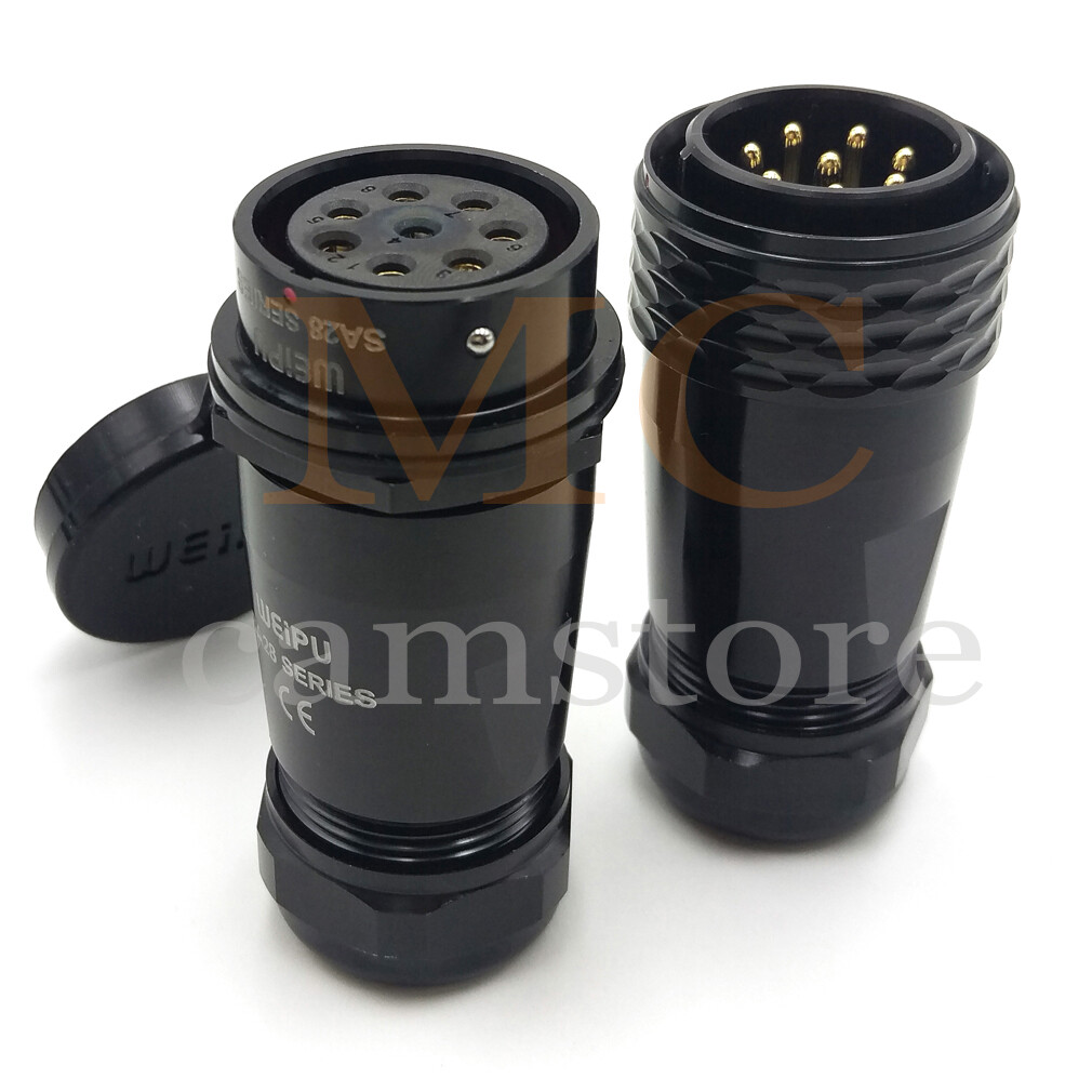 WEIPU SA28 InLine Cable Coupler Pair IP68 Waterproof Connector 500V/25A 8Pin