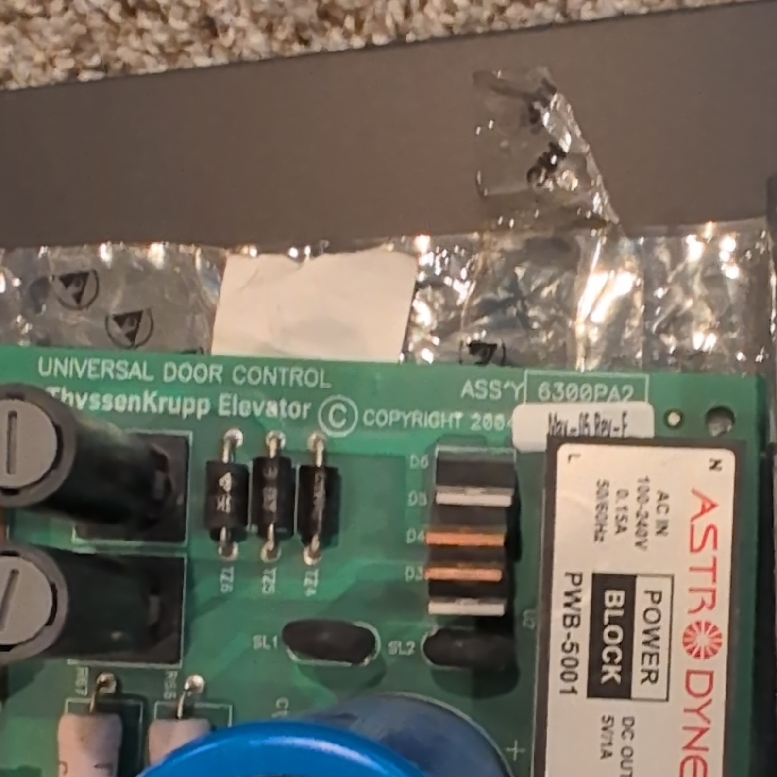 ThyssenKrupp Universal Door Control PCB Assembly 6300PA2 PWB-5001
