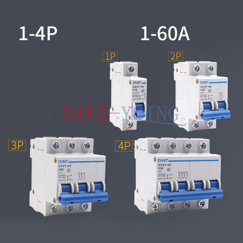 1PC DZ47-60 1P 2P 3P 4P 1A 2A 3A 4A 6A 10A 16A 20A 25A 32A 40A 50A 60A Type C