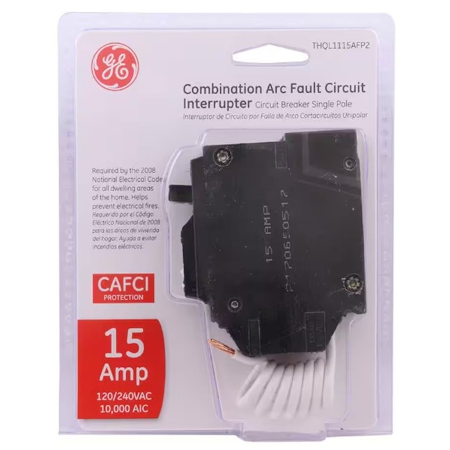 ABB GE 15 Amp Single-Pole Arc Fault Combination Circuit Breaker THQL1115AFP2