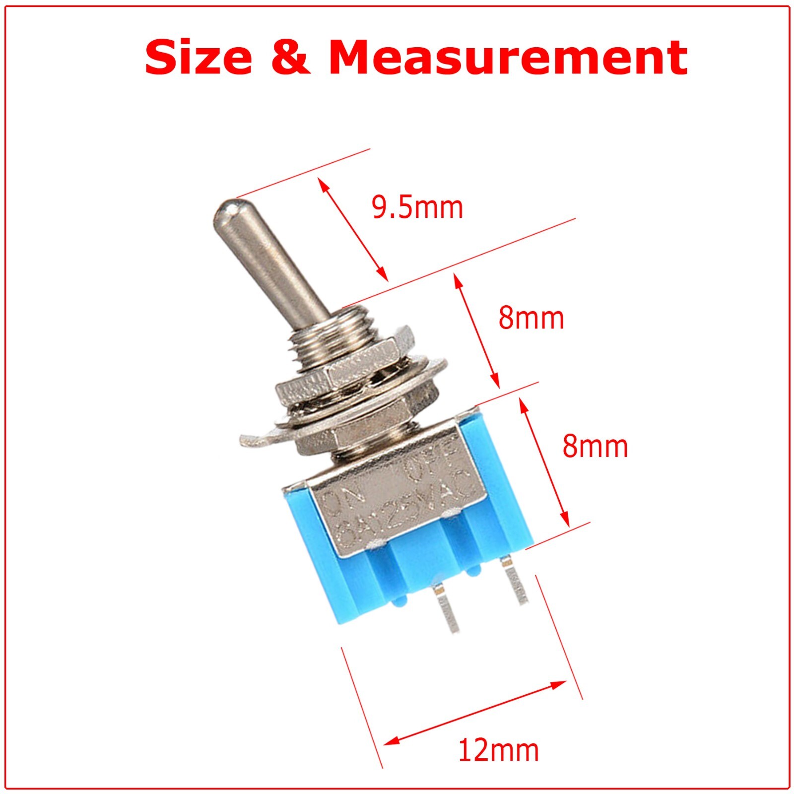 20Pcs MTS-101 2 Position Toggle Switch Kit 2 Pin SPST ON-OFF 6A 125VAC US Stock