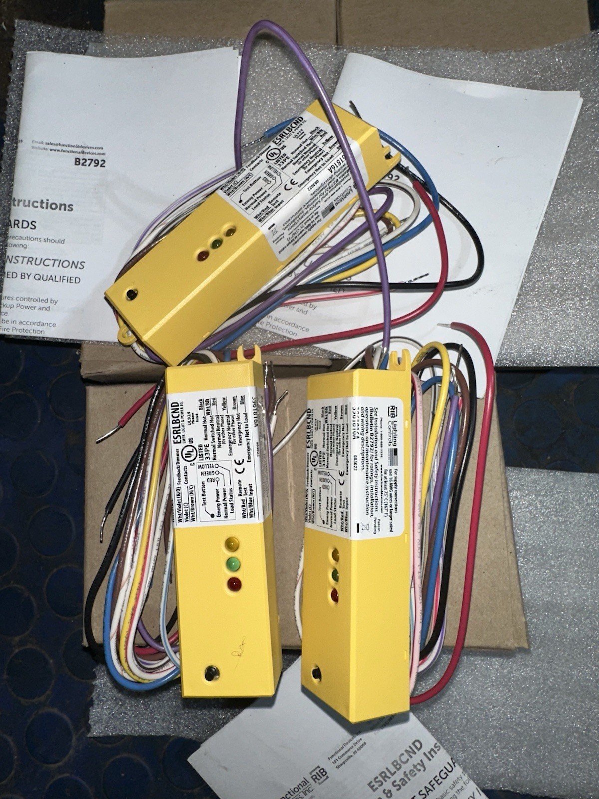 Lot Of 3 ESRN UL924 Emergency Lighting Relay 120-277 Vac / 5 AMP SPST