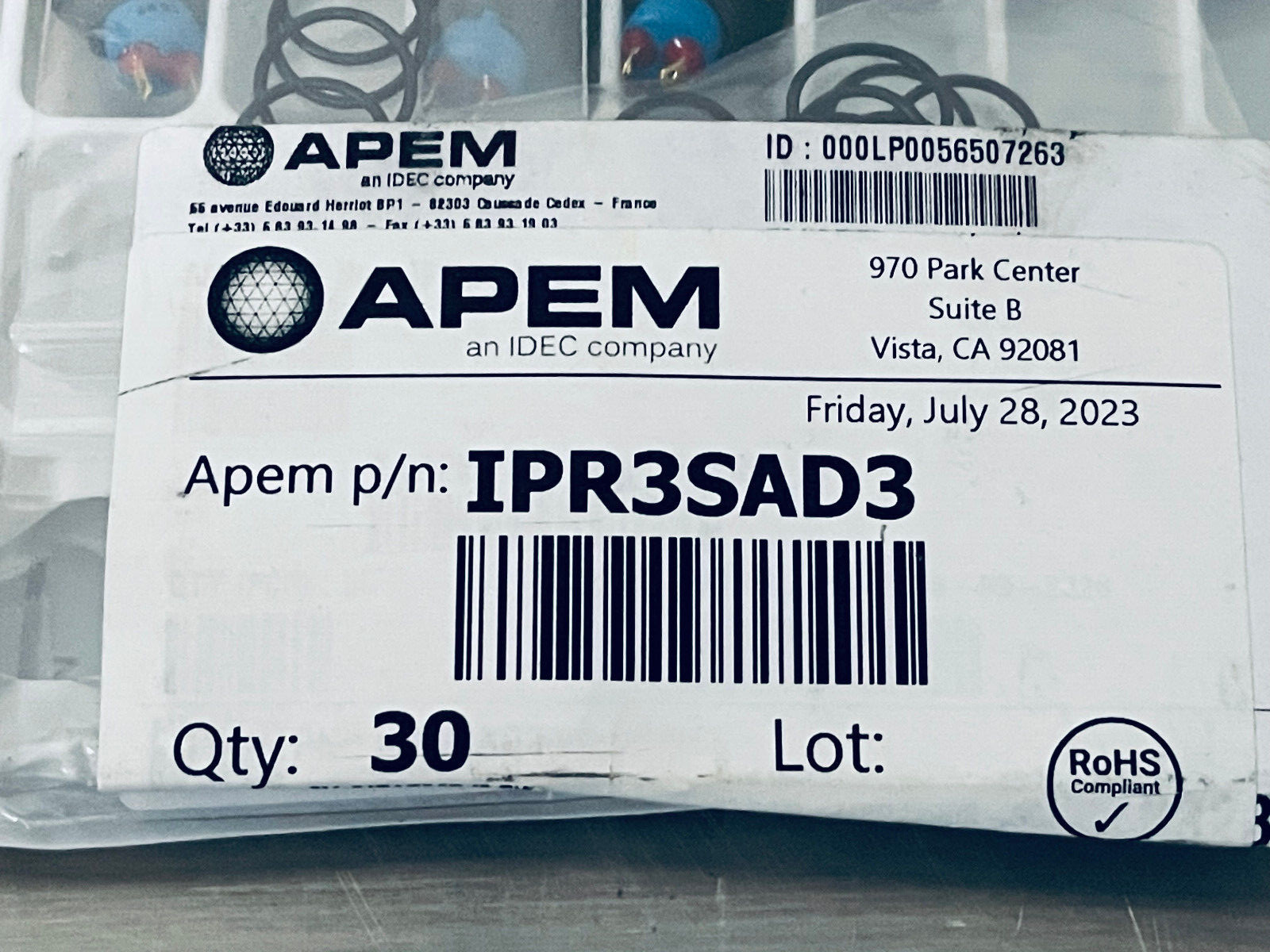Apem IPR3SAD3 Green Pushbutton Switch SPST-NO IP67 48V Pack of 30 New