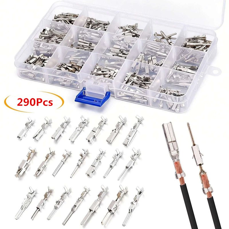 Car Electrical Wire Terminal Pins Kit 290Pcs 1/1.5/1.8/2.2/2.8/3.5mm Connector