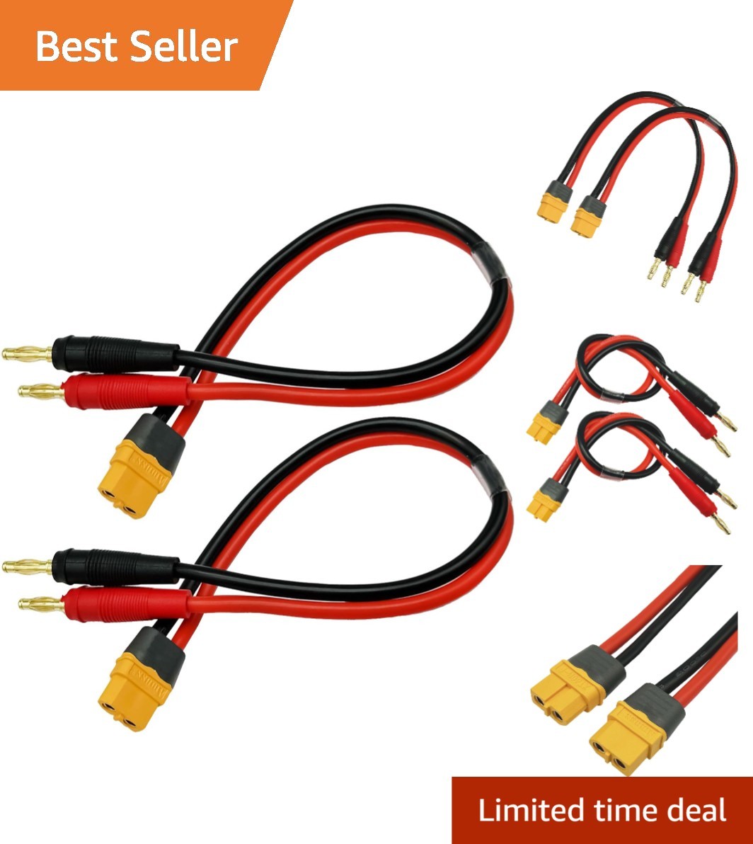 30cm XT60H Female Connector Cable to 4mm Banana Plugs – Heat-Resistant Design