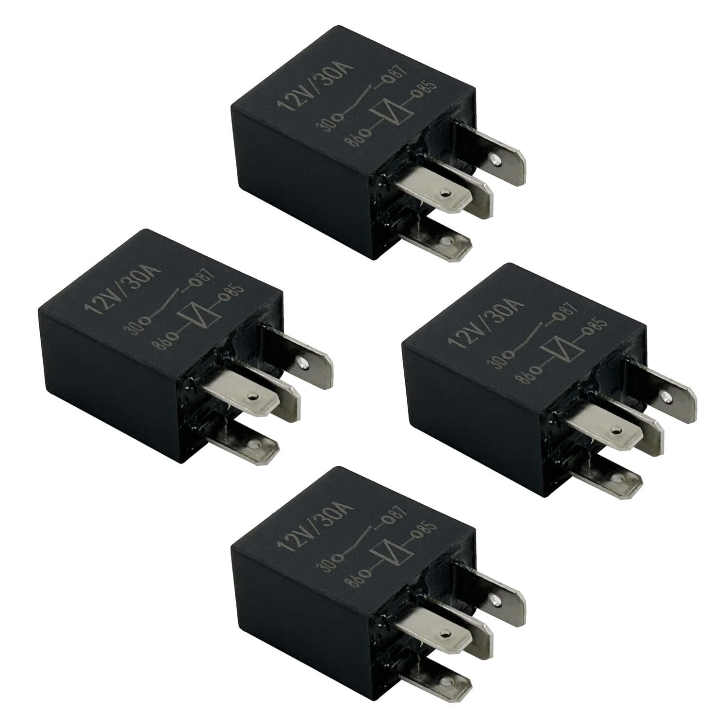 12V 4 PIN Relay, 12 Volt 30 Amp SPST Multi-Purpose Automotive Relay for Car Moto