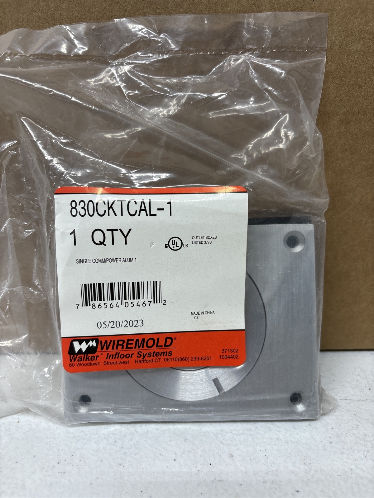 Wiremold 830CKTCAL-1 Brushed Aluminum Floor Box Power Communication Cover Plate