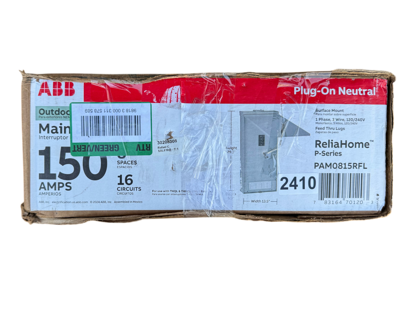 ABB PAM0815RFL ReliaHome 150 Amp 8-Space 16-Circuit Outdoor Main Breaker Panel