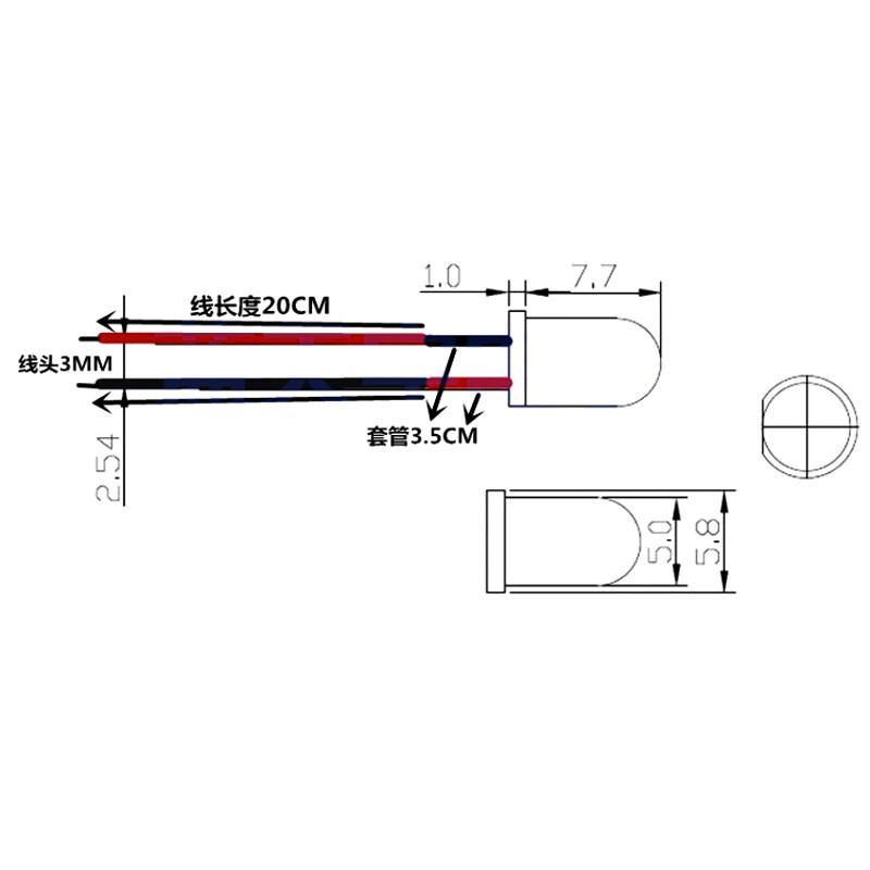 5pcs 3/5mm Ultra Bright Pre-Wired Flashing LED 3-48V White Blue Green Red Yellow