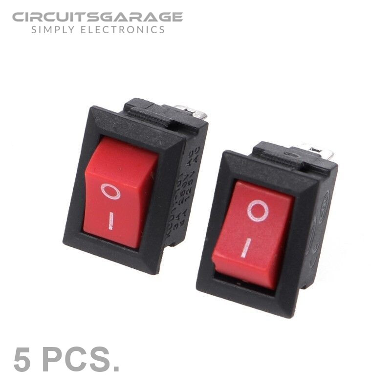5 X Mini Rocker Switch 2 PIN ON-OFF SPST 125VAC/6A 250VAC/3A Red KCD11 – USA