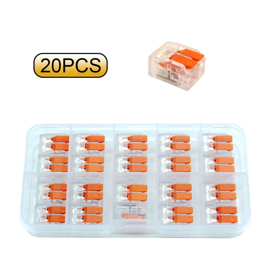 20pcs Electrical Wire Connectors Box 2/3/5 Port Lever Quick Cable Terminals