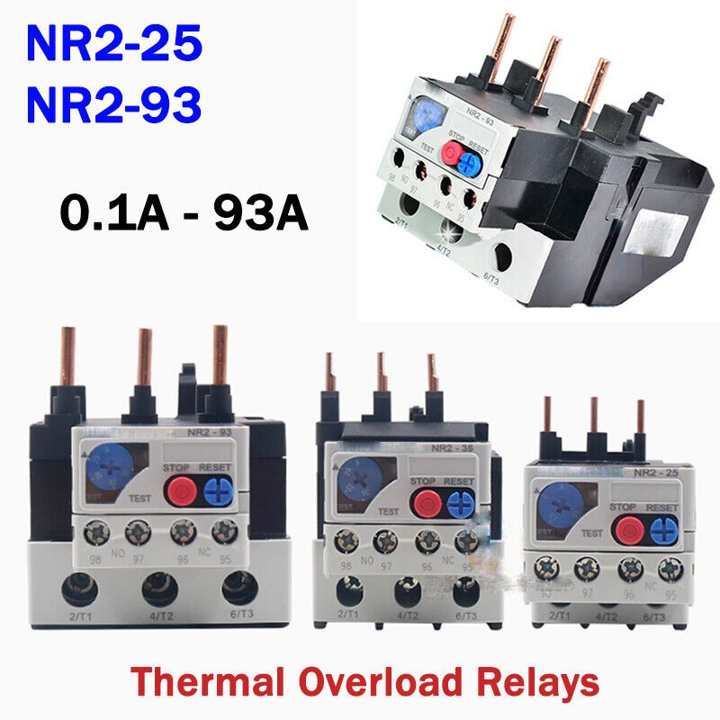 NR2-25 NR2-93 Thermal Overload Relays 0.1Amp-93Amp NO/NC Motor Thermal Protector