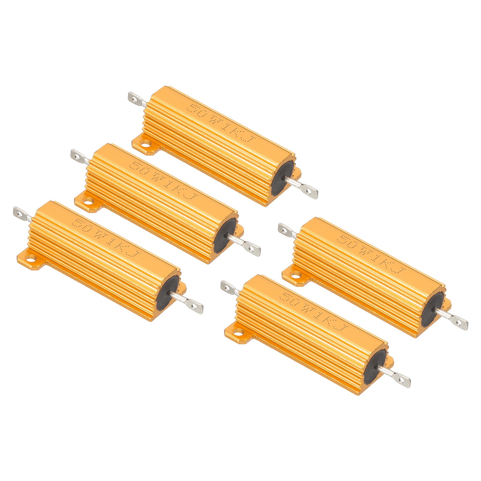50W 1000 Ohm Aluminum Shell Resistor, 5pcs Housing Resistor 5% Tolerance, Golden