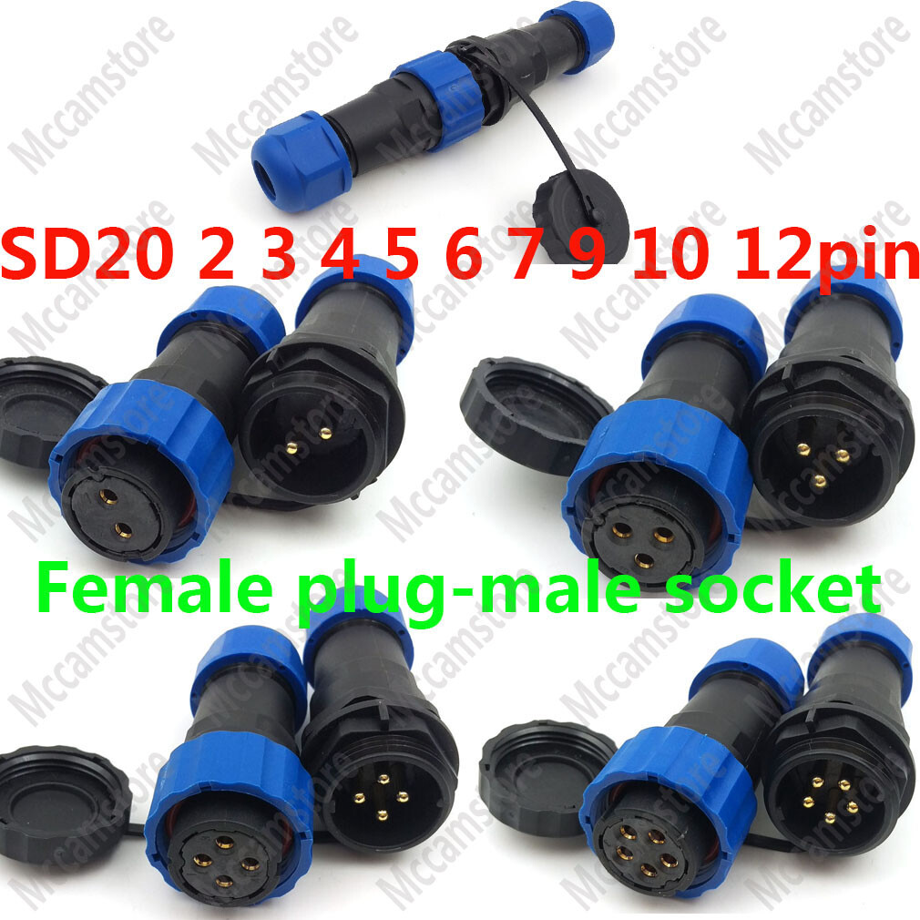 SD20 IP67 Waterproof 1-14 pin Plug and Socket Inline Docking Connector Aviation