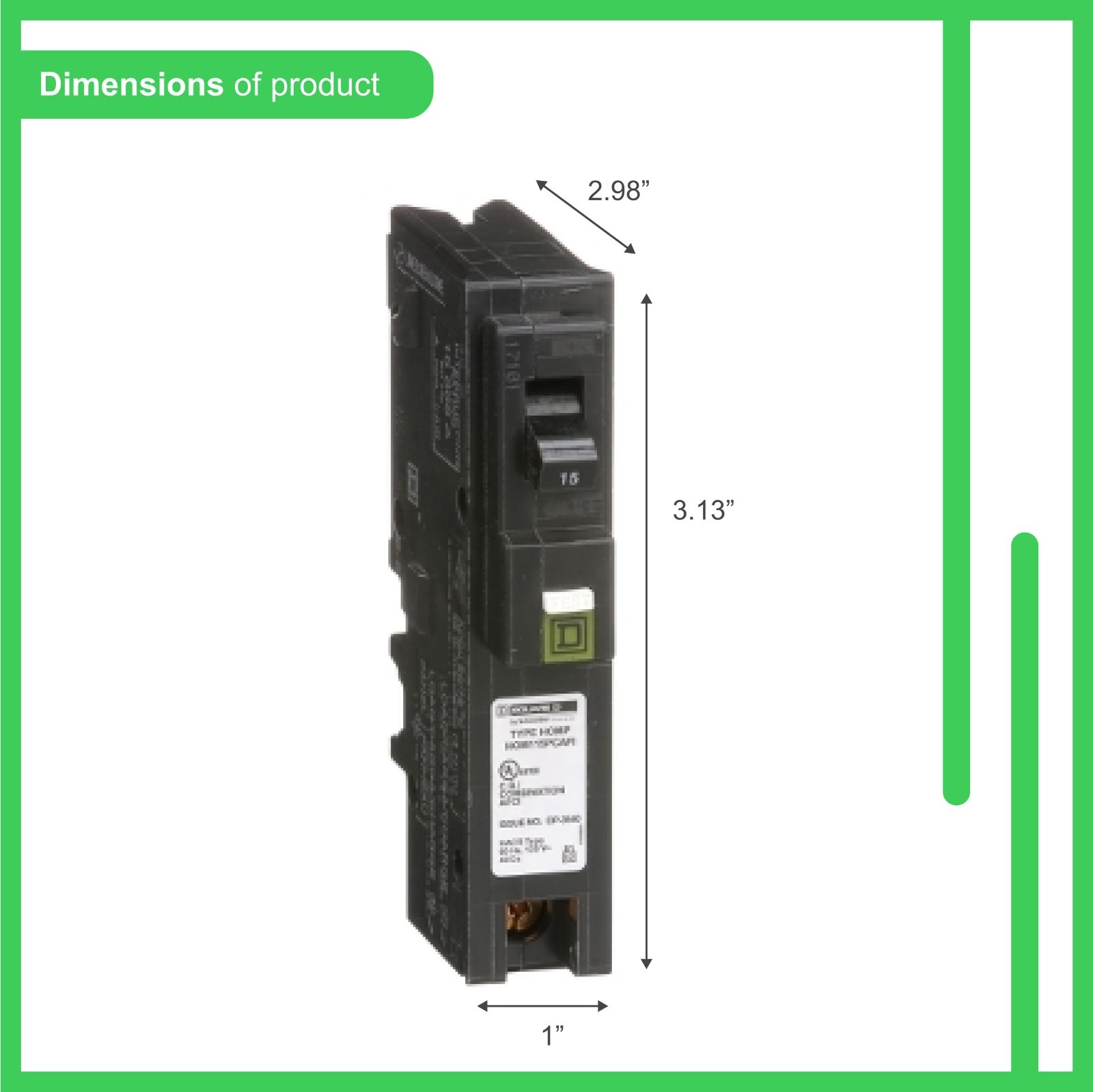 15 Amp Mini Circuit Breaker 1 Pole 120V AC Plug-In CAFI/CAFCI Residential Use