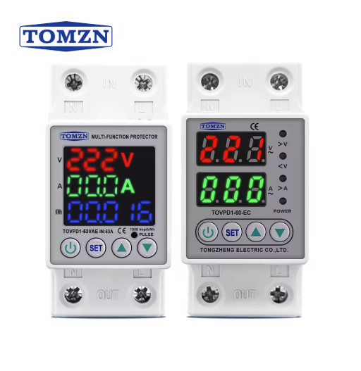 DIN Rail Voltage Current Protector Relay Adjustable 220V 40A-80A