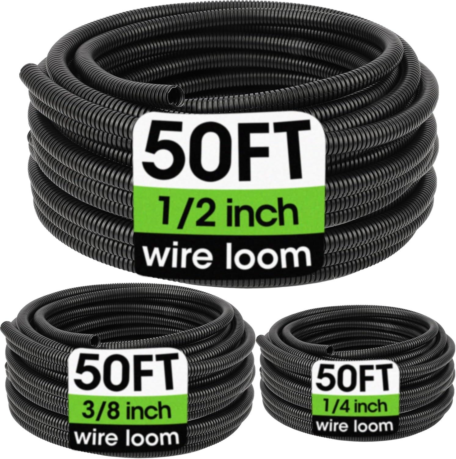 Heat Resistant Split Loom Tubing – Cable Sleeve Kit, Flexible Conduit (Bulk)