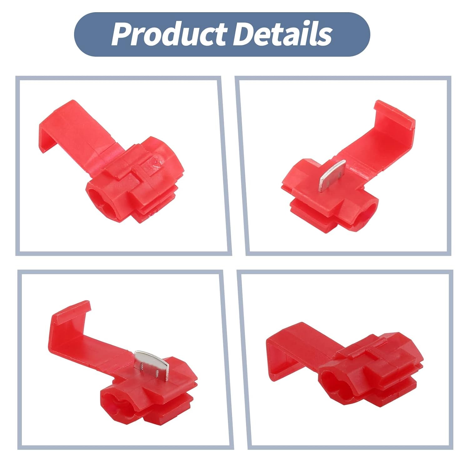60 Pcs Solderless Quick Splice Snap Wire Connectors 22 18 AWG Size: 22-18 AWG