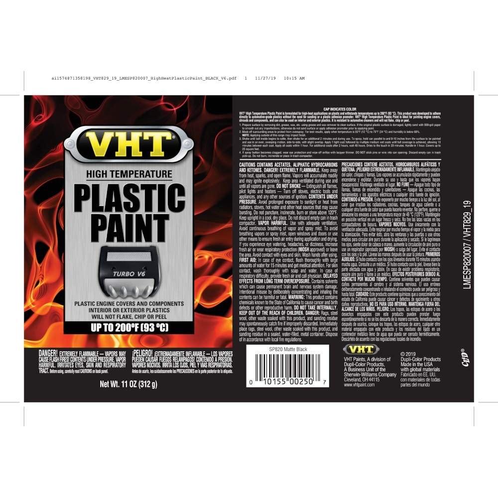 VHT Duplicolor ESP820007 Black High Temperature 11 Fl Oz (Pack of 1),