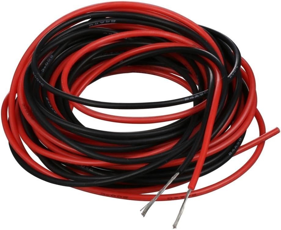 BNTECHGO 24 Gauge Silicone wire 10 ft red and 10 ft black Flexible 24 AWG