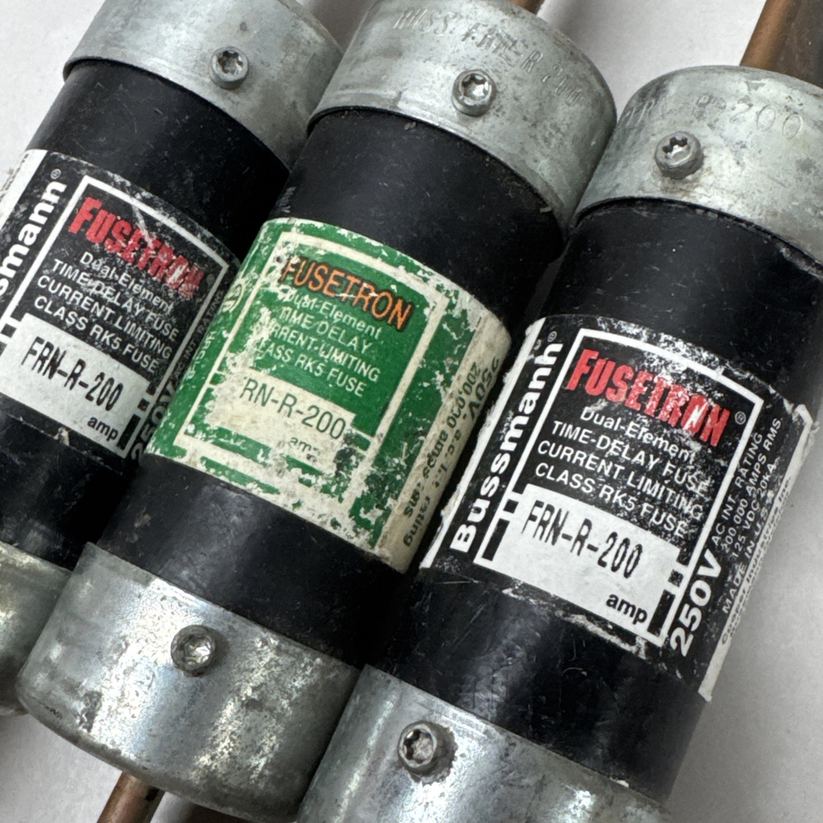 Lot Of 3! FUSETRON FRN-R-200 200A 250V Class RK5 TESTED WORKING DUAL ELEMENT