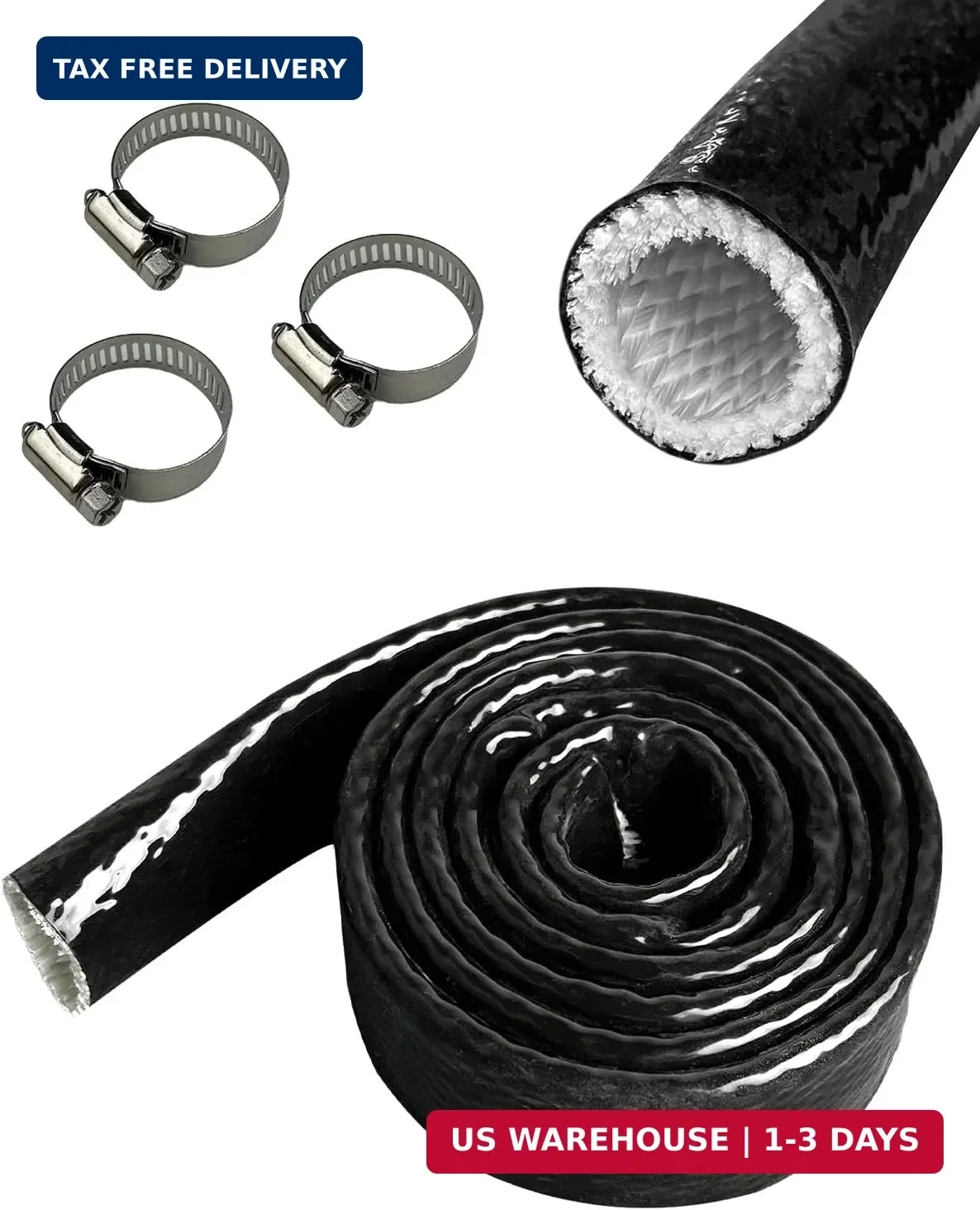 YAMAKATO 1/2″ ID Heat Shielded Fire Thermo Armor Fire Sleeve Silicone Coated Fib